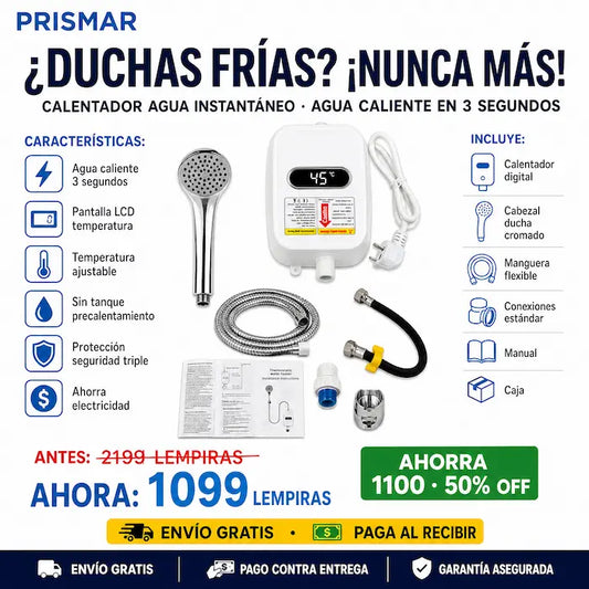 🚿 Calentador de Agua Instantáneo con Ducha — ¡Agua Caliente en 3 Segundos!