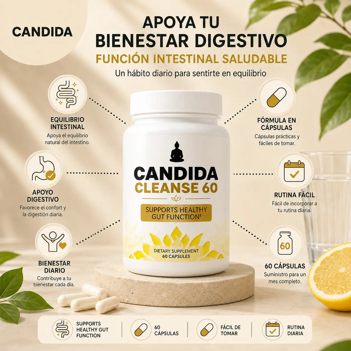 🌿💊 Candida Cleanse Pure Peak — Limpieza Intestinal Natural | 60 Cápsulas | Fabricado en USA 🇺🇸✅
