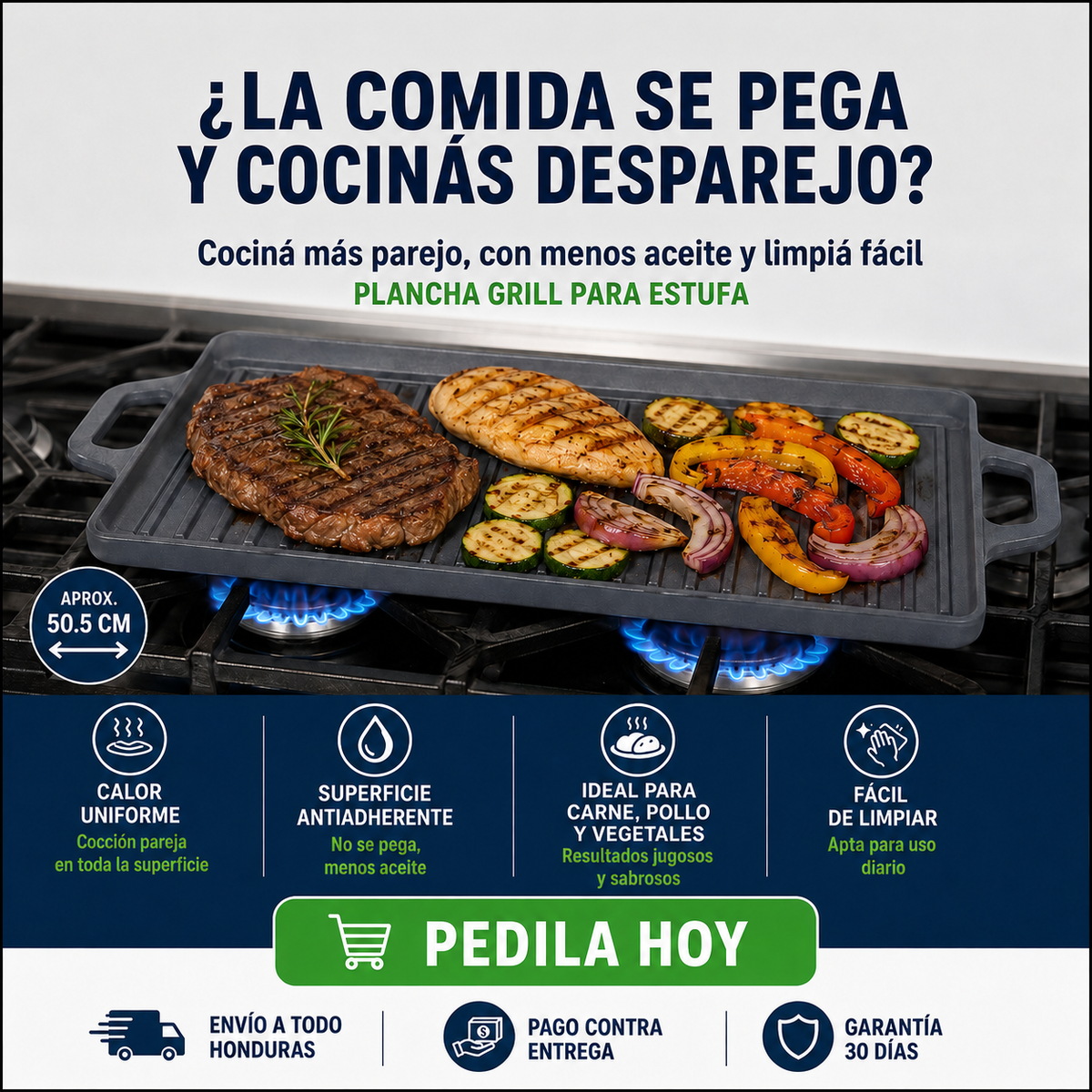 DualGrill Master™ – Plancha Doble Cara para Estufa