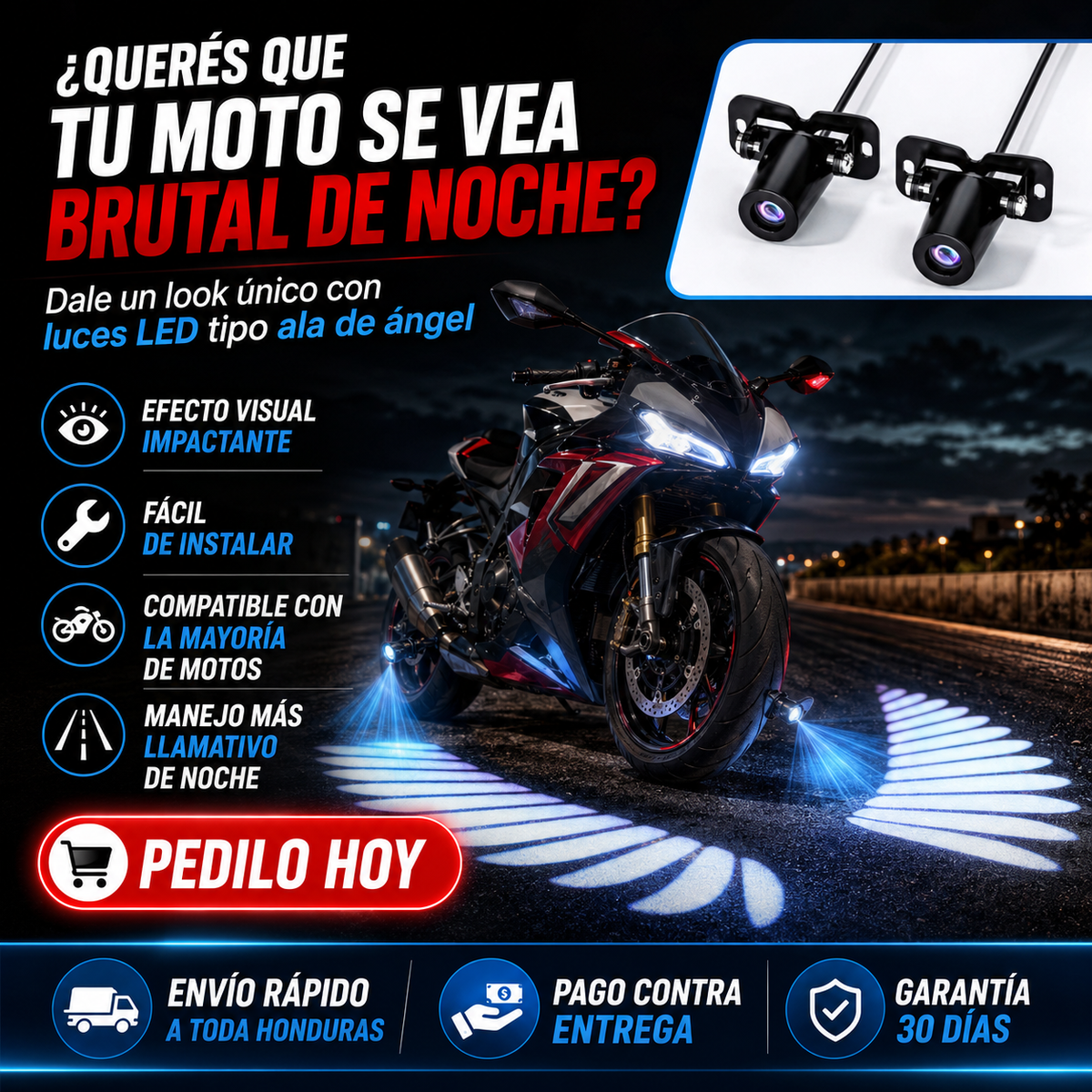 WingFlame LED – Luces de Proyección para Moto