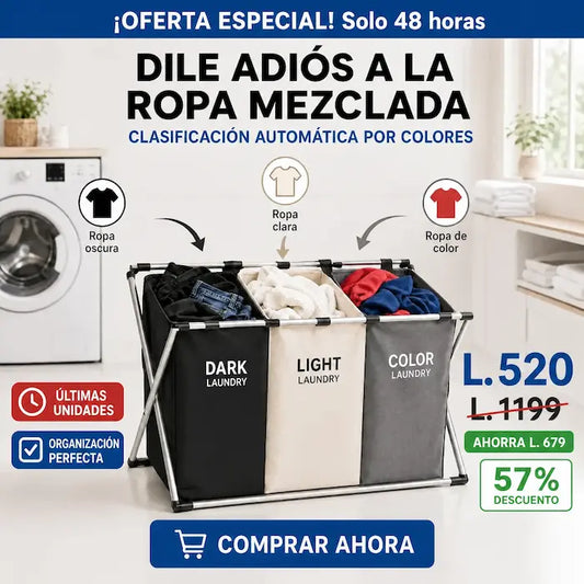 Cesta de Ropa Doble con Separador para Lavandería | AMAZON CON GARANTIA Y CERTIFICACION | ColorSort Pro