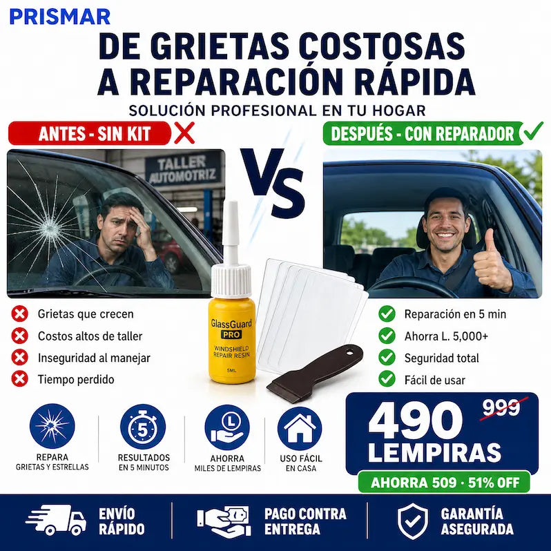 GlassGuard Pro™ – Kit Reparador de vidrio Automotriz o de hogar