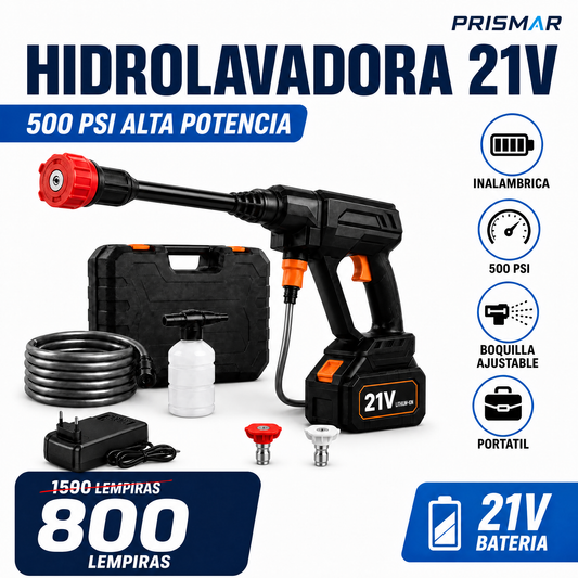 Hidrolavadora Portátil Inalámbrica – Pistola de Alta Presión con Boquilla Ajustable Certificada y con Seguro de Garantía