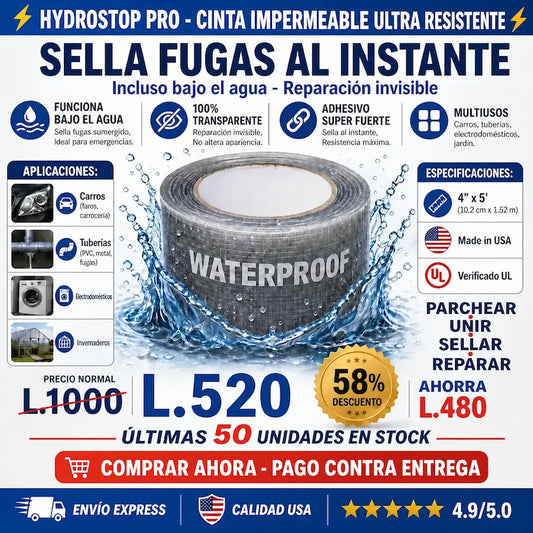 HydroStop Pro – Cinta Selladora Impermeable de Alta Resistencia Amazon con garantía extendida