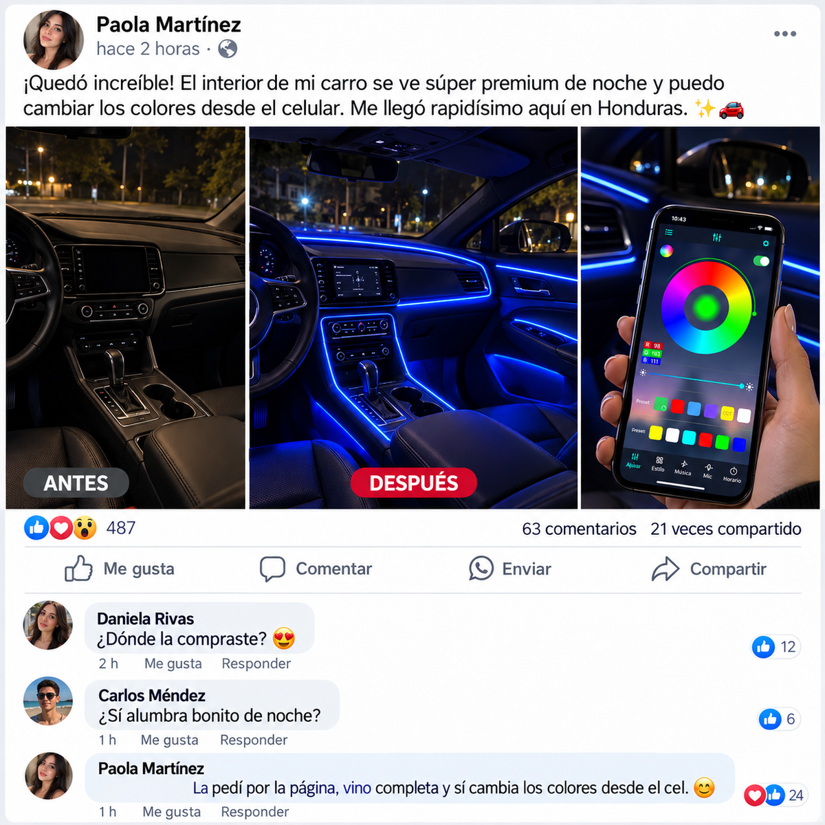 GlowRide™ — Luces LED RGB Interior para Auto