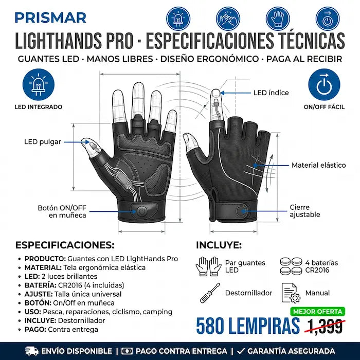 LightHands Pro – Guantes con Linterna LED Integrada Amazon Con Garantía extendida