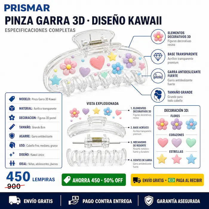 💙 Pinza Garra 3D — ¡El Accesorio Más Tierno que Tu Cabello Puede Tener!