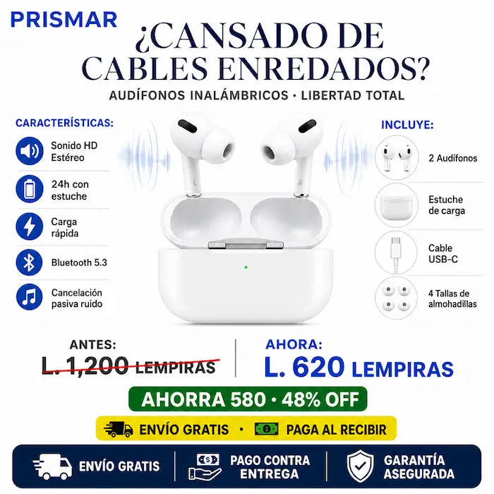 Audífonos Inalámbricos Pro Blancos | Conexión Instantánea | iPhone y Android