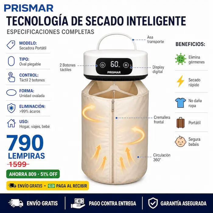 👕 Secadora Portátil de Ropa — ¡Secá y Desinfectá sin Depender del Sol!