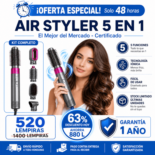 Air Styler 5 en 1 – Secador, Rizador y Cepillo de Aire con Tecnología Iónica con Garantía y Certificado - Inversiones Alkosto