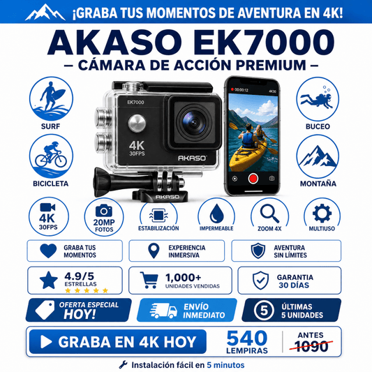 AKASO EK7000 – Cámara de Acción 4K Sumergible - Inversiones Alkosto