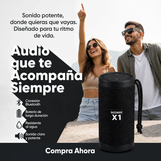 BassWave X1 – Bocina Bluetooth Portátil / Subwoofer para Exteriores