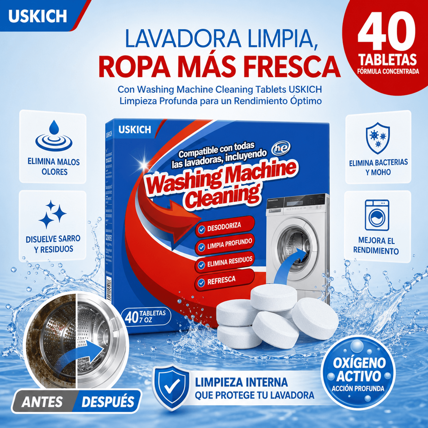 CleanWash Pro – Pastillas Limpiadoras para Lavadora