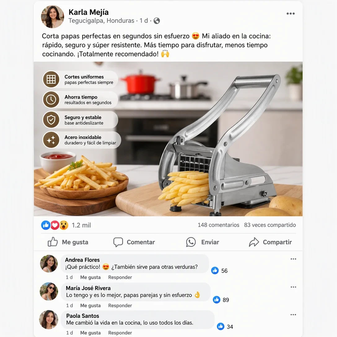 FryCut Pro – Cortador Profesional de Papas en Acero Inoxidable