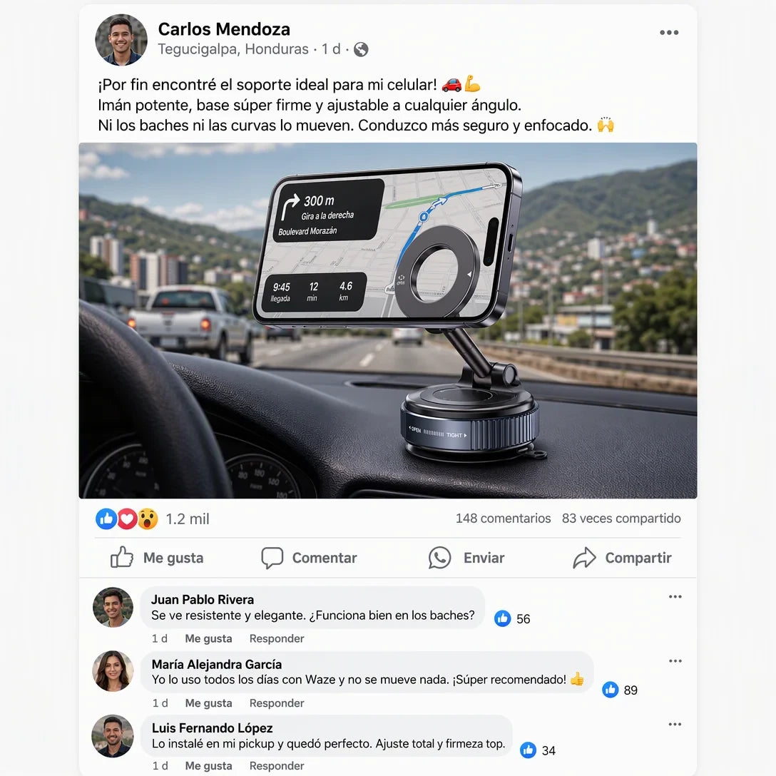 MagLock 360™ — Soporte Magnético para Celular con Succión al Vacío con Garantia