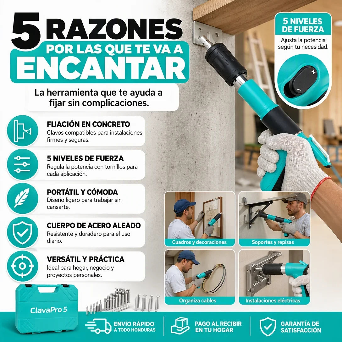Pistola de Clavos Manual para Concreto — ¡Clavá en la Pared sin Taladro!