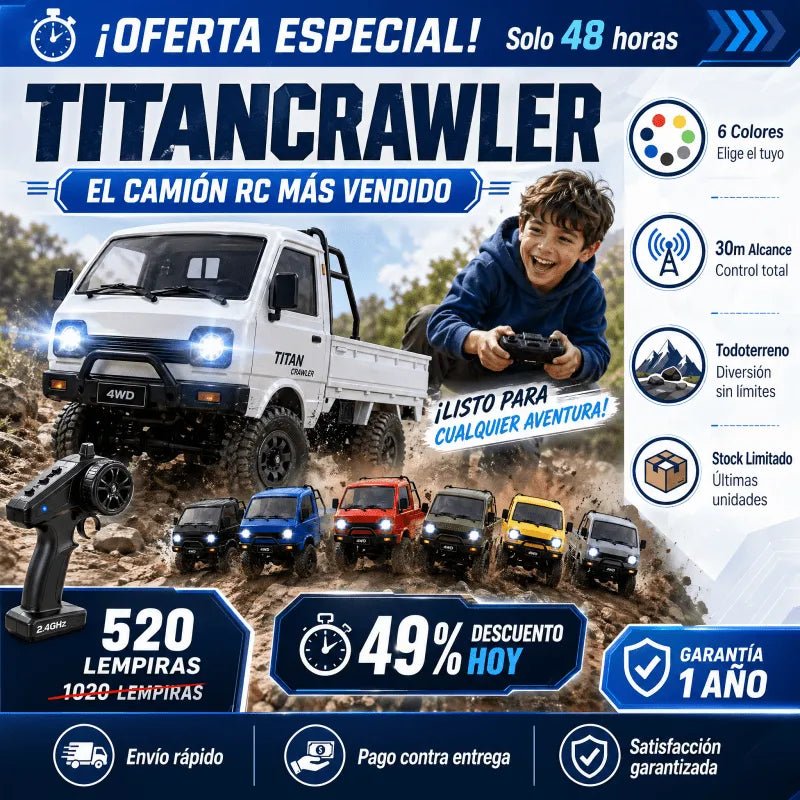Camión RC Todoterreno 4x4 TitanCrawler Control Remoto |Amazon con Garantía incluida