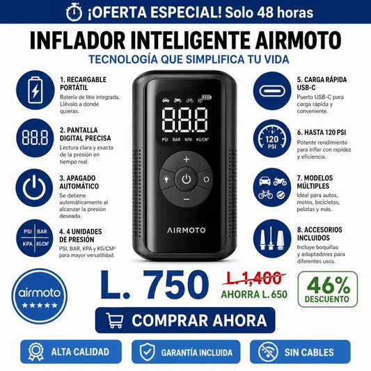 COMPRESOR INFLADOR MULTIUSOS PORTÁTIL RECARGABLE CON GARANTÍA Y CERTIFICACIÓN - Inversiones Alkosto