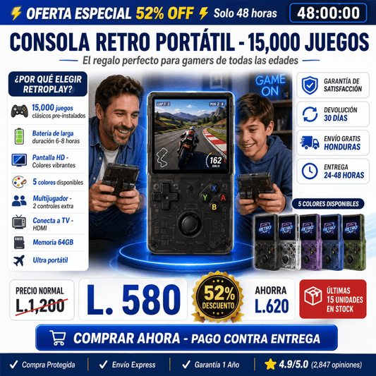 RetroPlay – Consola Retro Portátil con +15,000 Juegos - Inversiones Alkosto