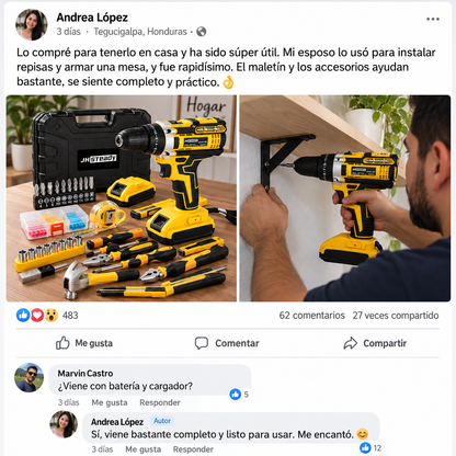 Kit Taladro Inalámbrico 3 en 1 — 21V · 2 Baterías
