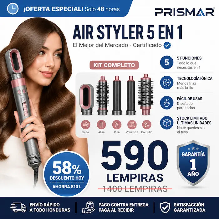 Air Styler 5 en 1 – Secador, Rizador y Cepillo de Aire con Tecnología Iónica con Garantía y Certificado - imagen 2