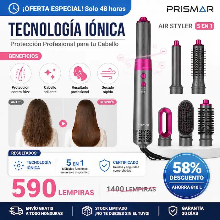 Air Styler 5 en 1 – Secador, Rizador y Cepillo de Aire con Tecnología Iónica con Garantía y Certificado - imagen 3