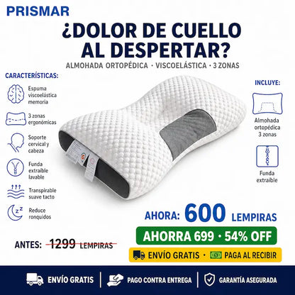 😴💆 Almohada Ergonómica Cervical — 3 Zonas de Soporte | Adiós al Dolor de Cuello ✨🛌