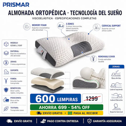 😴💆 Almohada Ergonómica Cervical — 3 Zonas de Soporte | Adiós al Dolor de Cuello ✨🛌
