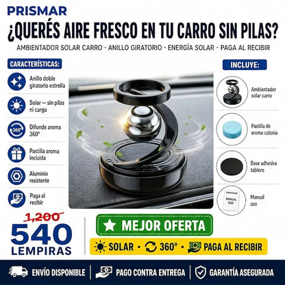 🚗☀️ Ambientador Solar para Carro con Anillo Giratorio — Sin Pilas | Difusión 360° | Decorativo ✨🌸