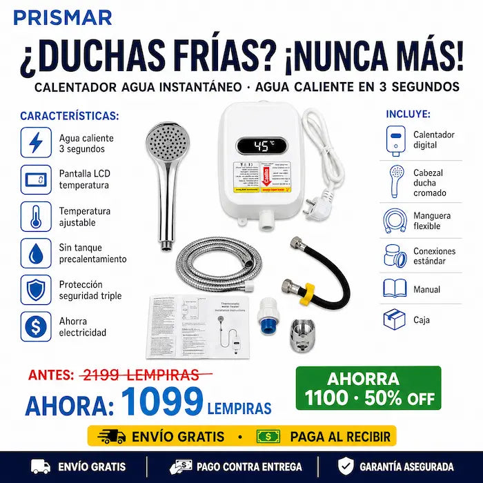 🚿 Calentador de Agua Instantáneo con Ducha — ¡Agua Caliente en 3 Segundos!