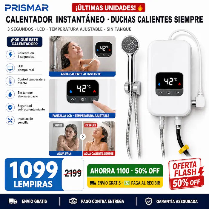 🚿 Calentador de Agua Instantáneo con Ducha — ¡Agua Caliente en 3 Segundos!