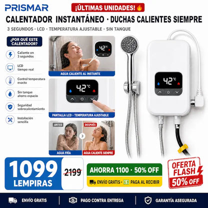🚿 Calentador de Agua Instantáneo con Ducha — ¡Agua Caliente en 3 Segundos!