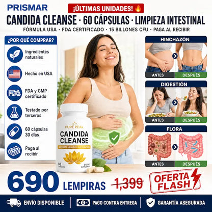 🌿💊 Candida Cleanse Pure Peak — Limpieza Intestinal Natural | 60 Cápsulas | Fabricado en USA 🇺🇸✅
