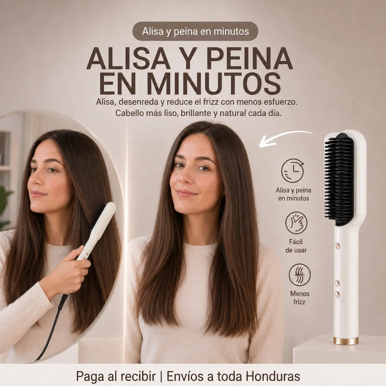 Cepillo Alisador Premium Amazon Importado de Alta Temperatura con garantía 12 Meses