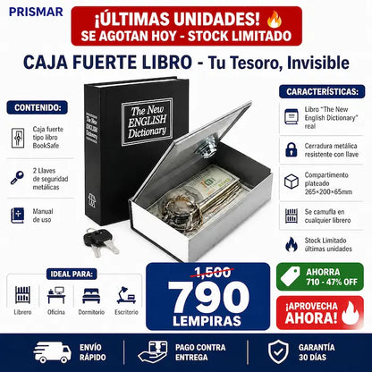 Caja Fuerte Oculta Tipo Libro con Cerradura de Llave