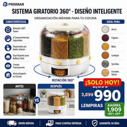 Dispensador Giratorio para Granos y Cereales 360°
