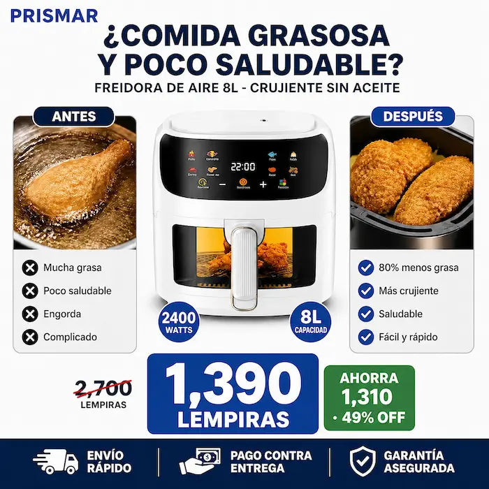 Freidora de Aire Digital 8 Litros de Gran Capacidad
