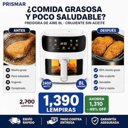 Freidora de Aire Digital 8 Litros de Gran Capacidad