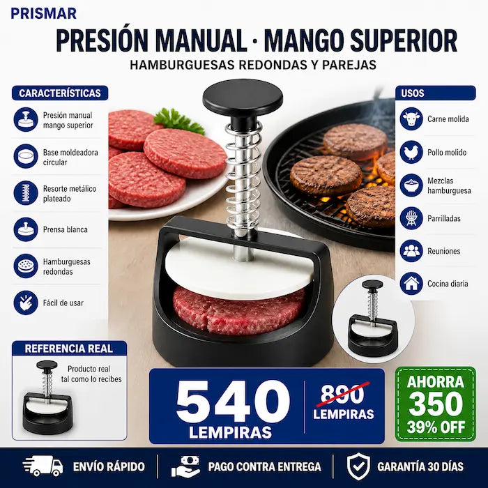 Prensador Manual para Hamburguesas Caseras