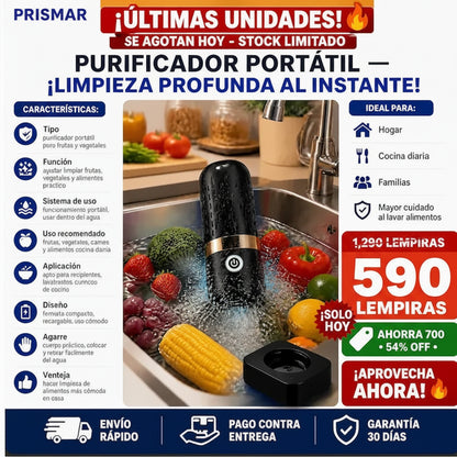 Purificador Portátil para Frutas y Vegetales