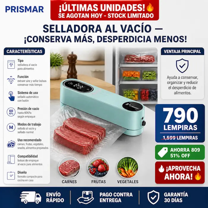 Selladora al Vacío para Alimentos 60KPa