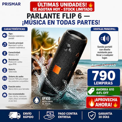 Parlante Inalámbrico Flip 6 Contra Agua IPX6