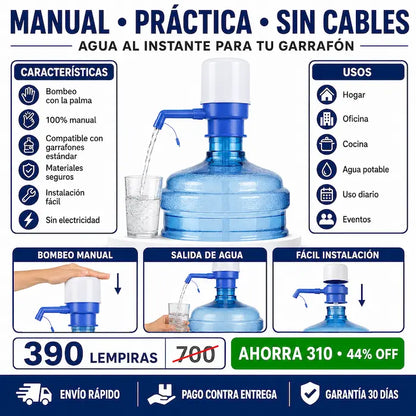 Bomba Manual de Agua para Garrafones — Sin Electricidad, Sin Levantar el Bidón