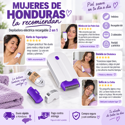 Depiladora Eléctrica Recargable 2 en 1 | Piel Suave en Casa