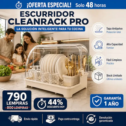 CleanRack Pro™ – Escurridor de Cocina con Tapa