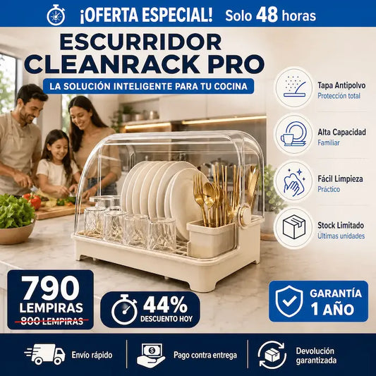 CleanRack Pro™ – Escurridor de Cocina con Tapa