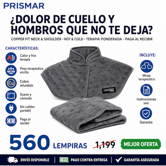 Copper Fit Wrap Terapéutico Cuello y Hombros — Calor y Frío