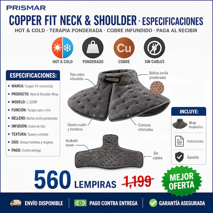 Copper Fit Wrap Terapéutico Cuello y Hombros — Calor y Frío