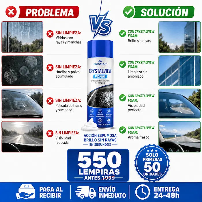 CristalVision Pro – Eliminador de Película Grasa para Vidrios Profesional Certificado y Con Garantía Amazon