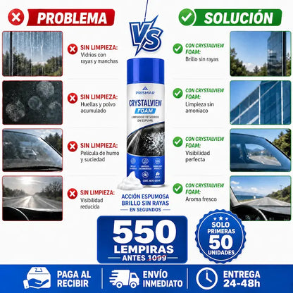CristalVision Pro – Eliminador de Película Grasa para Vidrios Profesional Certificado y Con Garantía Amazon